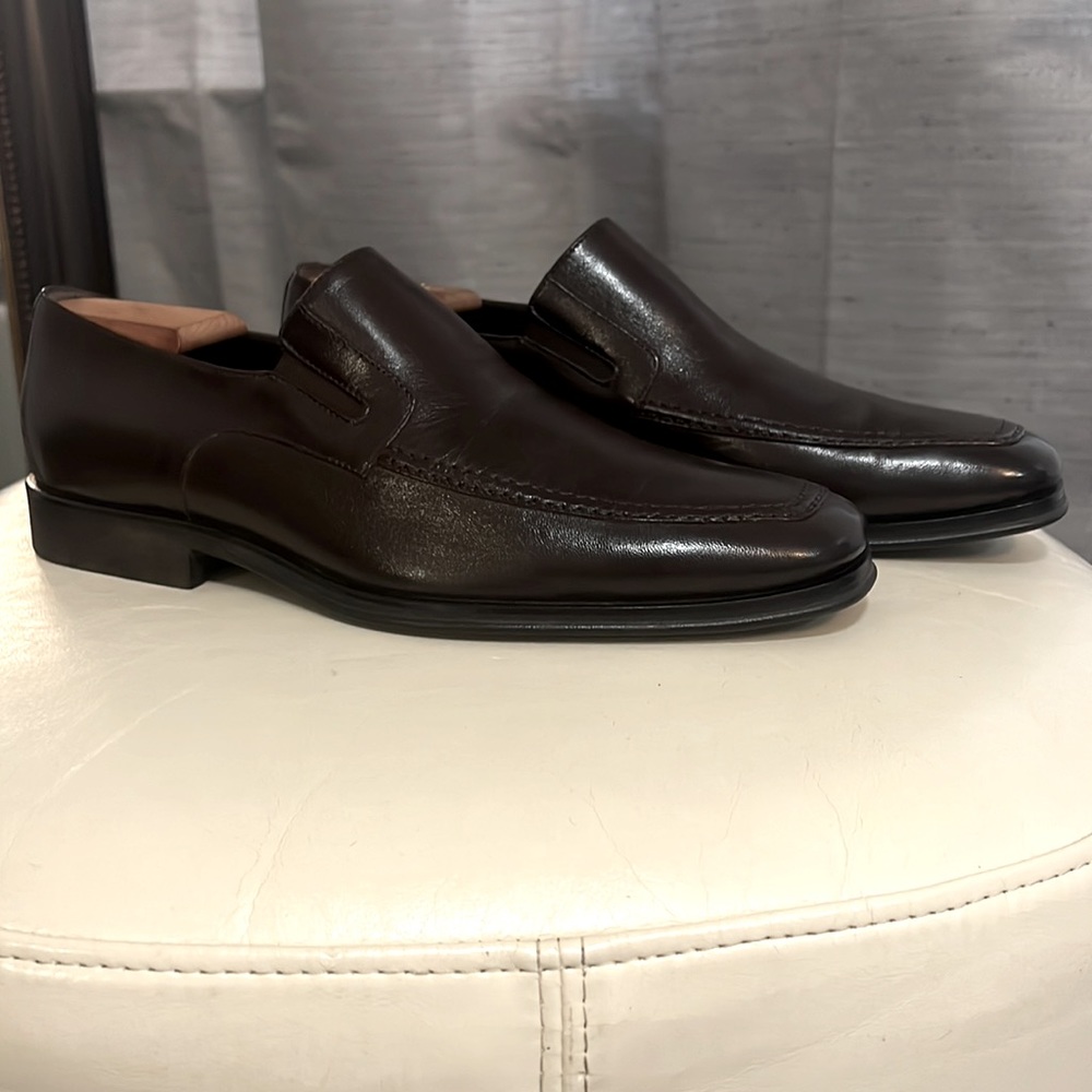 Bruno Magli dark brown slip on loafer style shoe.  Made in Italy.  Size 10.5